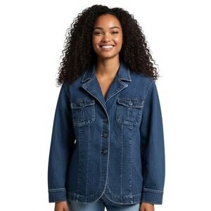 INC‎ International Concepts Women's Denim Jacket Blue Button Front Pockets 3X